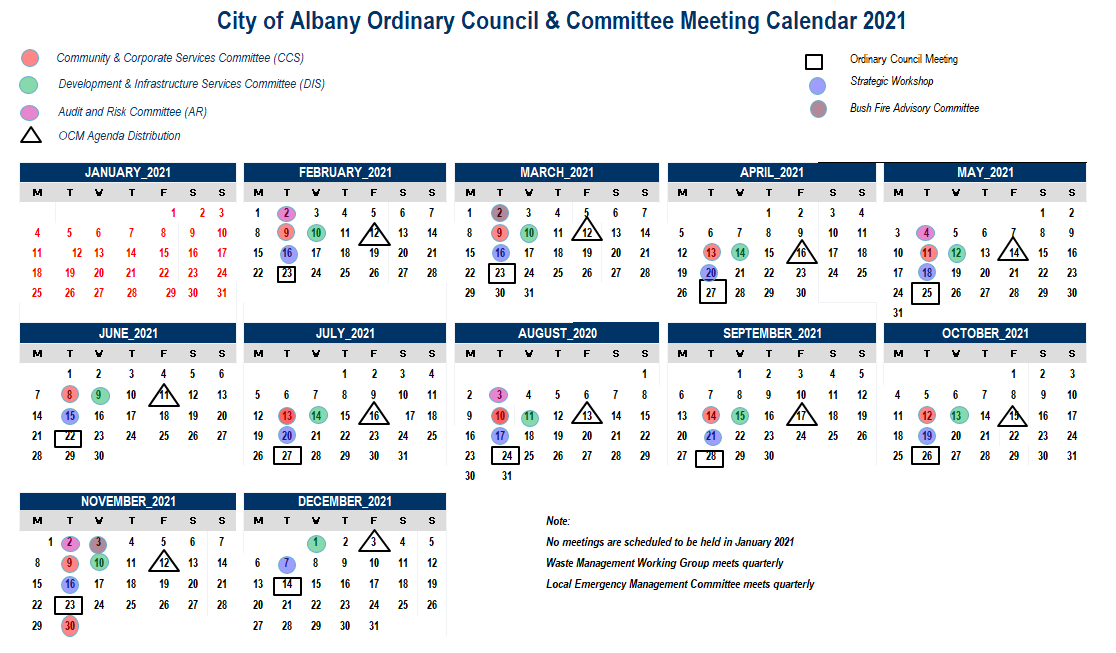2021 Meeting Calendar