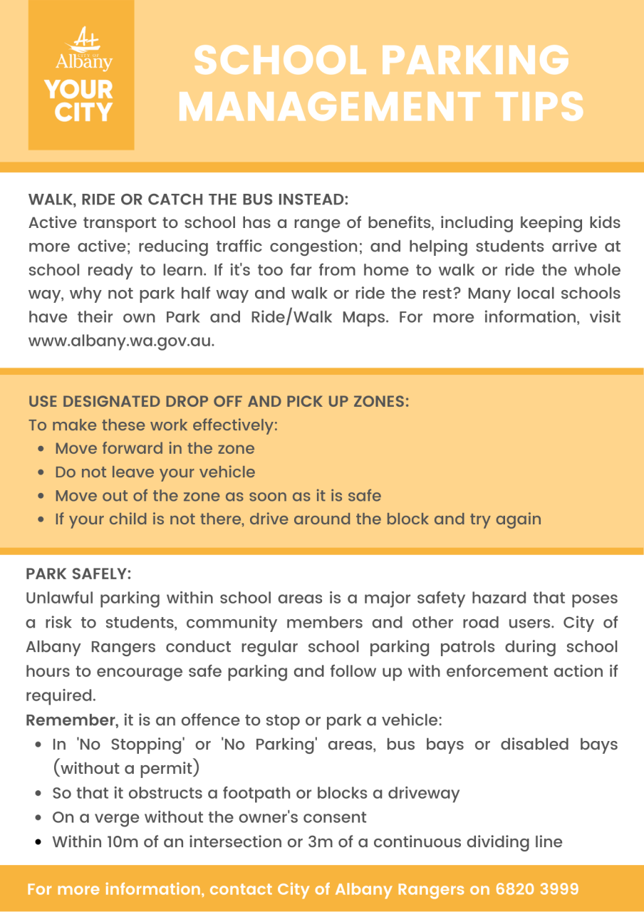 News Story School Management Parking Tips » City of Albany