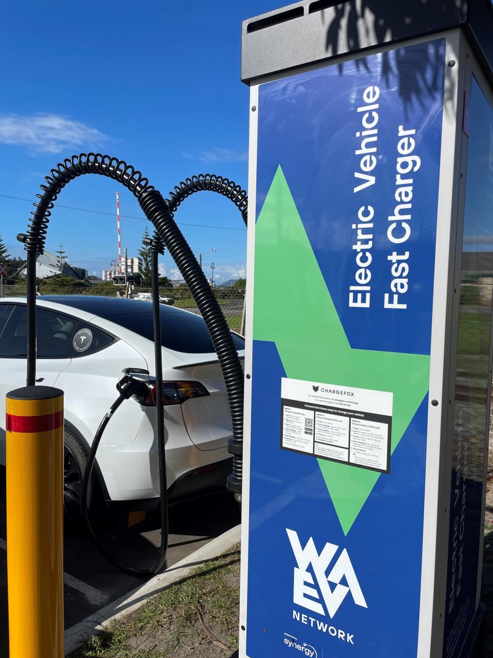 EV charging at WA EV Network fast charger, Albany