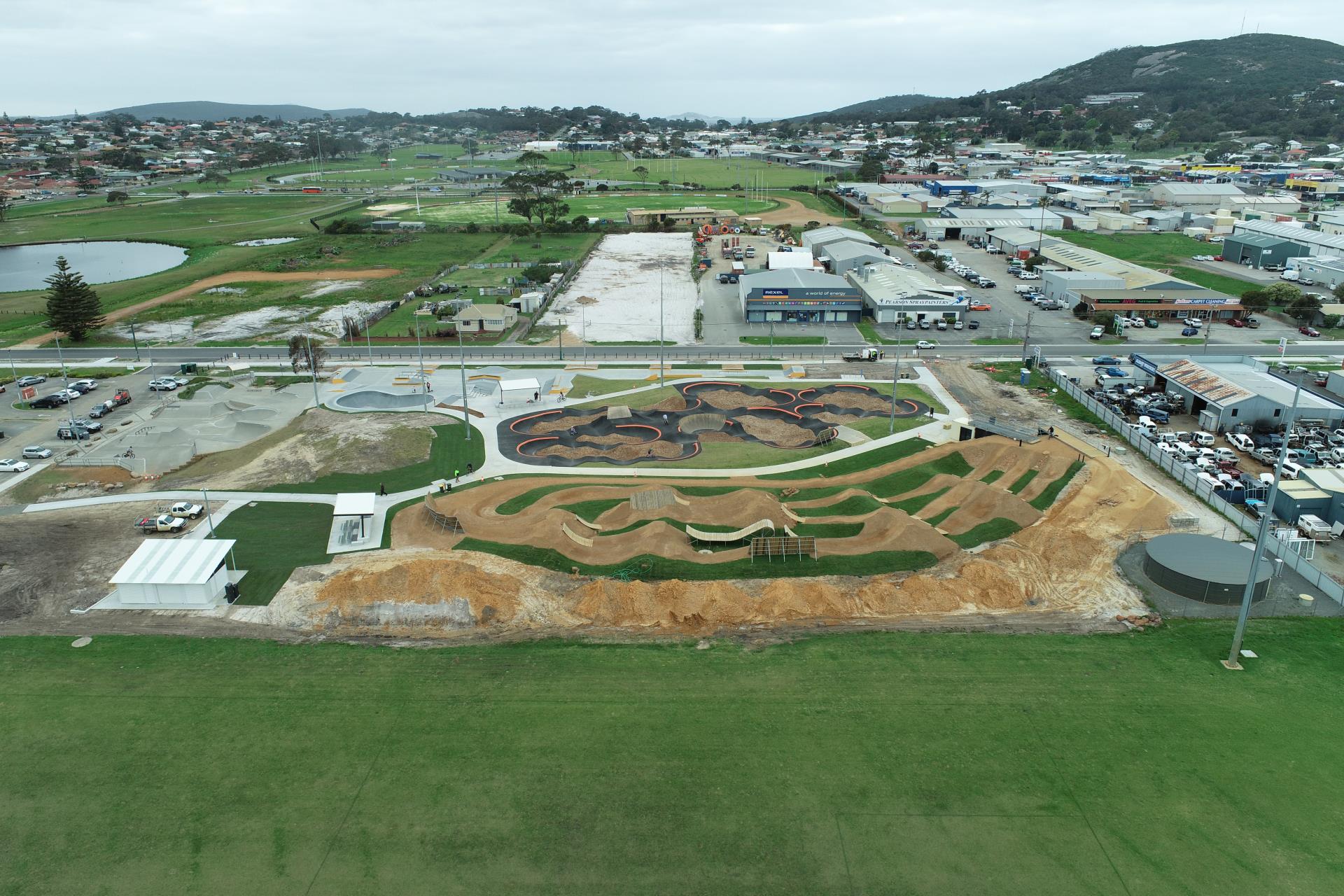 An aerial image of the pump track