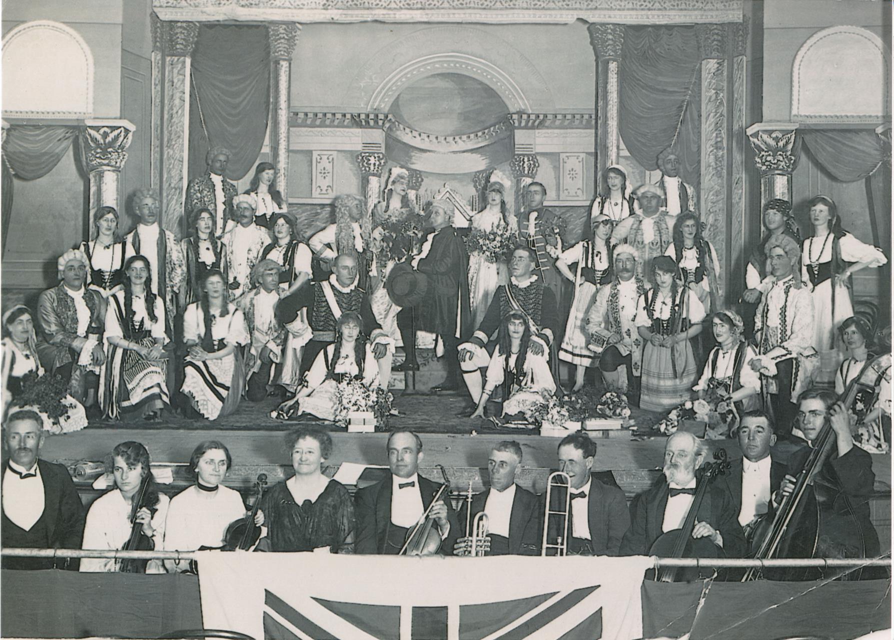 Albany Choral Society on stage at the Albany Town Hall [ca 1920]