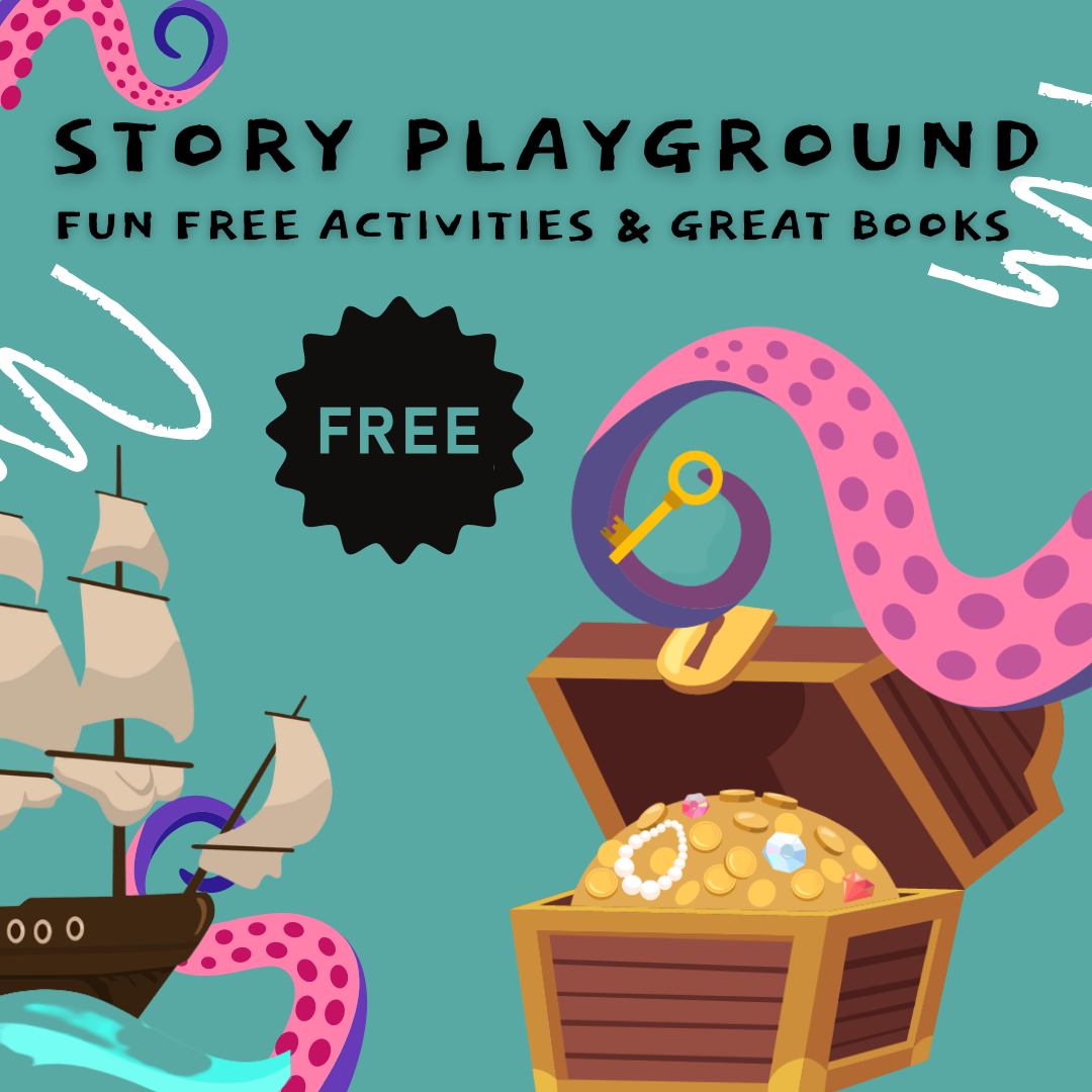 1080 x 1080 tile with Story Playground illustrated characters